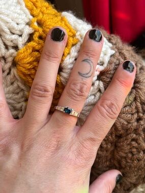 Silver Ring with Blue Sapphire Stone - Women Jewelry